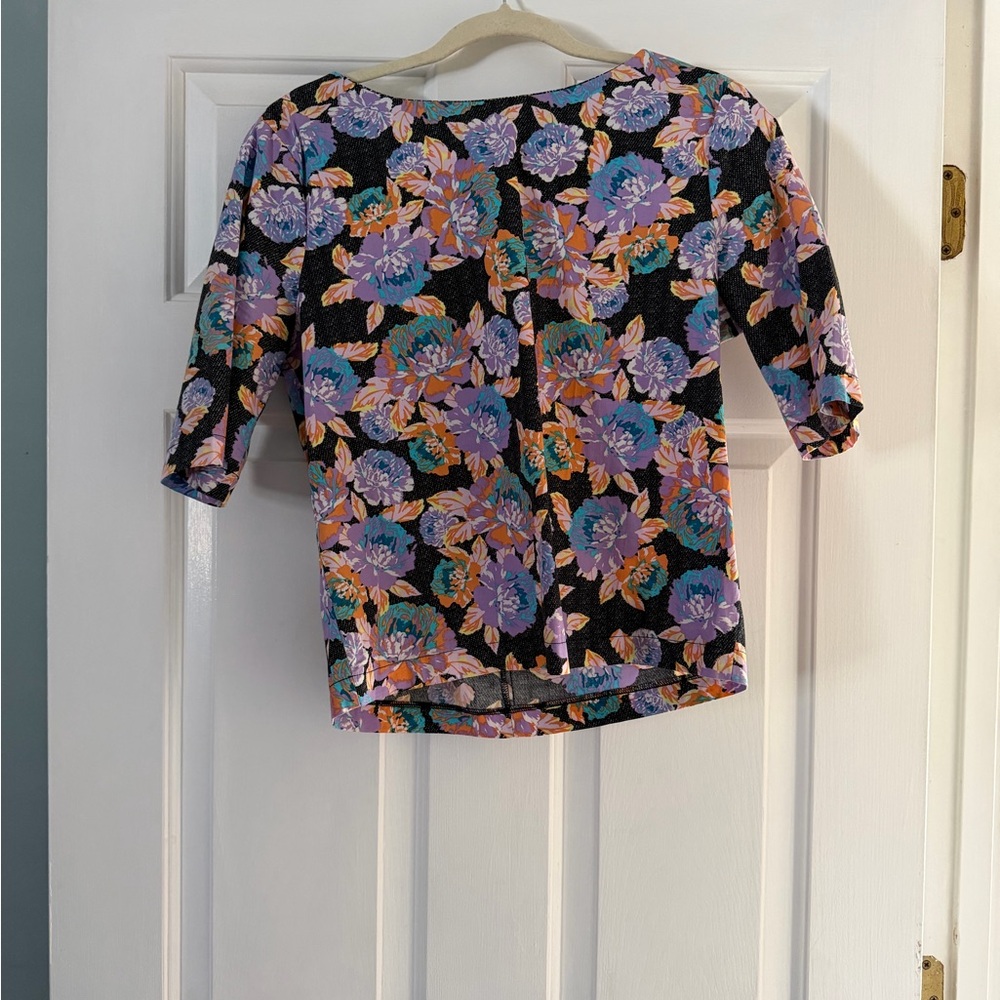 Ella Moss Floral Blouse - Black, Purple, Orange